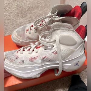 Nike Basketball shoes. Jordans XXXVII.  Red, white and mesh. Big kid size 5.5